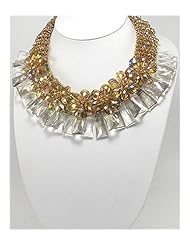 Champagne Flower Glass Necklace In White Base