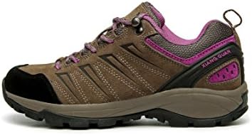 Women's Low Top Outdoor Hiking Shoe - Durable Fashion Trail Shoes Breathable Suede For Women Brown Purple