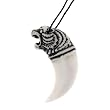 Resin Imitation Bone Pendant Skull Tiger Fang - Adjustable Cord - 65mm x 22mm