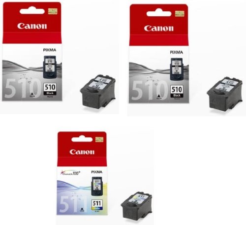 Canon 2xPG510, 1xCL511 Bundle Pack Original Tintenpatronen, 2xschwarz 1xcolor