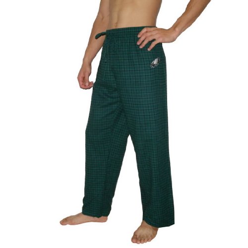 Mens NFL Philadelphia Eagles Plaid Cotton Thermal Sleepwear / Pajama Pants - Green & Black (Size: XL)