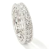 Sterling Silver / Platinum Cubic Zirconia Rope Edge Eternity Ring