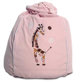 Gorgeous Giraffe Girls Bean Bag Cover, White Giraffe on Pink Beanbag