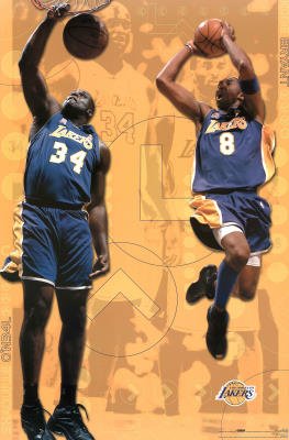 (23x34) Los Angeles Lakers Kobe Bryant Shaquille O'Neal Sports Poster Print