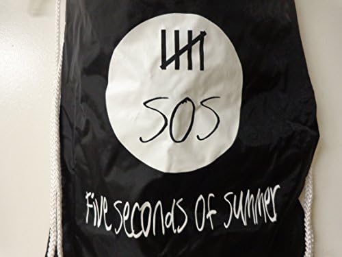 Five Seconds of Summer 5 SOS Backpack Drawstring Cinch Bag Black White
