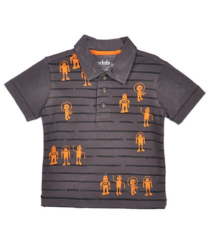 Sprockets Baby-Boys Infant Mr Roboto Spacemen Polo Tee, Dark Shadow, 18 Months