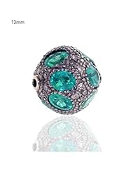 13mm Emerald Gemstone Bead Finding Sterling Silver Antique Look Jewelry