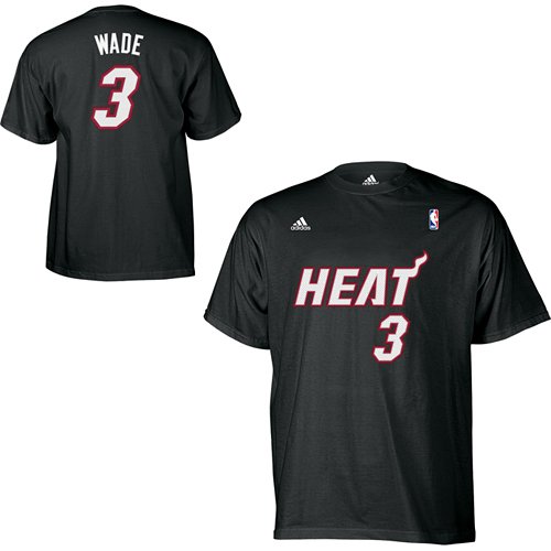 Dwyane Wade adidas Black Name and Number Miami Heat T-Shirt