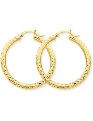 3mm, 14K Yellow Gold Diamond-cut Hoops, 45mm (1 3/4")