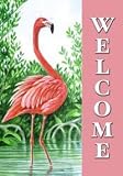 Pink FLAMINGO small Garden FLAG yard Art BEACH WELCOME banner