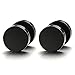 10MM-16MM Black Screw Stud Earrings for Men Women Steel Cheater Fake Ear Plugs Gauges Illusion Tunnel