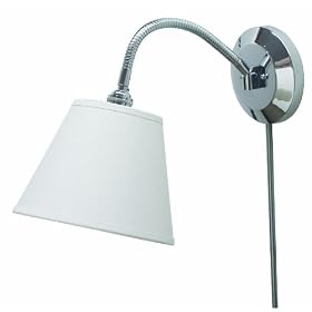 House Of Troy FLX125-CH Flex Collection Wall Sconce Lamp, Chrome with Off-White Linen Hardback Shade