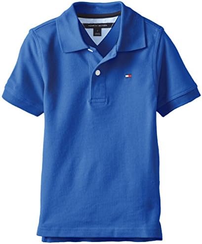 Tommy Hilfiger Little Boys' Short Sleeve Ivy Solid Pique Polo,Blue Jean,04/Regular