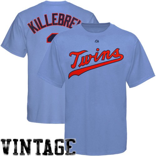Majestic Harmon Killebrew Minnesota Twins Cooperstown #3 T-Shirt - Light Blue (X-Large)