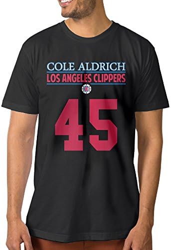 LINNA Men's Cotton Short Sleeve T Shirt Los Angeles #45 Basketball Player M Black