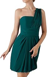 One Shoulder Natural   Waistline Chiffon Short Prom Dress/Wedding Dress 