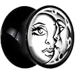 7mm Black Acrylic Black White Celestial Sun And Moon Saddle Plug