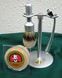 Merkur 3 Pc. Double Track Razor Shave Set with Brushed Chrome Stand, Badger Brush & Shaving Soap- #680- Made in Germany