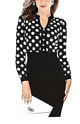 V-neck Polka Dot Print Above the Knee Cotton/Polyester Long Sleeves Bodycon Dress/Club Dress/Party Dress 