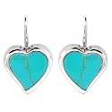 Sterling Silver Turquoise Inlay Heart Drop Earrings