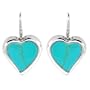 Sterling Silver Turquoise Inlay Heart Drop Earrings