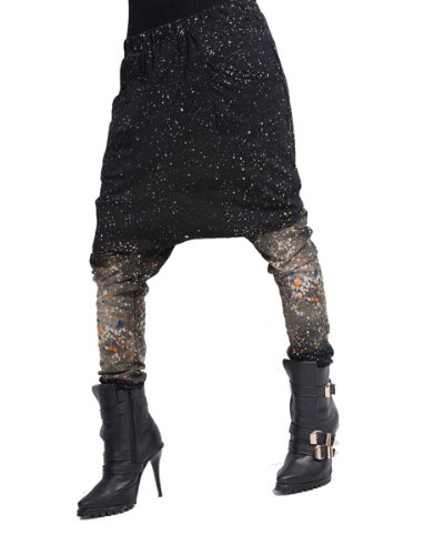 ELLAZHU Women Baggy Harem Hippie Galaxy Printing Pants Trousers Onesize GY284