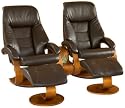 Oslo Collection 58/LO3-40/103-TT103-CTC Swivel Recliner and Ottomon with Theater Table in Expresso Leather with Walnut Finish