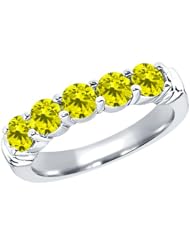 1.35 Ct Round Canary SI1/SI2 Diamond 14K White Gold Ring