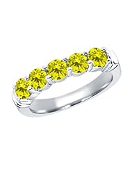 1.35 Ct Round Canary SI1/SI2 Diamond 925 Sterling Silver Ring