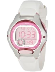 Casio Womens LW200-7AV White Resin Strap and Pink Dial Digital Watch