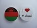 Malawi Flag I Love Malawi 25mm (1 inch) Button Pin Badge Set