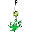 Peridot Green Gem Legalize It Pot Leaf Belly Ring