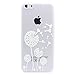 Iphone 5C Case, LUOLNH Henna White Floral Paisley Flower Mandala (Dandelion) catcher Hard Plastic Clear Case Silicone Skin Cover for Apple Iphone 5C