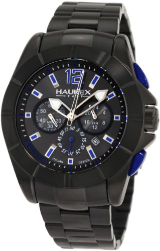 Haurex Italy Men's 0N366UNB Aston Chronograph Black PVD Bracelet Sport Watch
