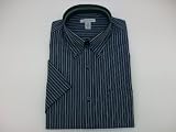 Van Heusen No Iron Striped Short Sleeve Blue Dress Shirt Medium 15-15.5