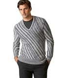 Calvin Klein Long Sleeve Grey Toned Stripe V-Neck Sweater