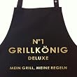 N°1 GRILLKÖNIG deluxe - Mein Grill, Meine Regeln - Grillschürze, Latzschürze mit verstellbarem Nackenband und Seitentasche