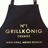 N�1 GRILLK�NIG deluxe - Mein Grill, Meine Regeln - Grillsch�rze, Latzsch�rze mit verstellbarem Nackenband und Seitentasche