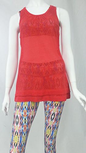 So Sporty Sexy Stretchy Coral Mesh Racer Back Cover Up (CORAL, MEDIUM)