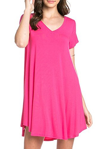 Bamboo Fiber Knit Short Sleeve V-Neck T-shirt Dress