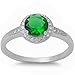 Solitaire Simulated Emerald Promise Engagement Ring .925 Sterling Silver Ring Sizes 4-12