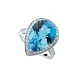 14K White Gold 3/4 ct. Diamond and 16 x 12 MM Blue Topaz Ring