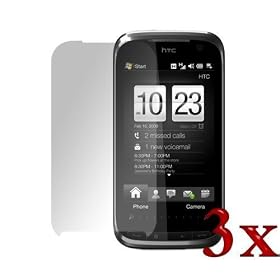 GTMax Durable Reusable Clear LCD Screen Protector - 3 Packs for HTC Touch Pro2 Cell Phone