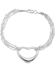 Sterling Silver Heart Fashion Bracelet: 7 Inch