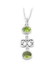 Sterling Silver Peridot Drop Pendant Necklace (18 inch)