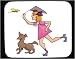 Mouse Pad with body, individuals, individual, mammal, humans, girl, person, dog, catching, butterfly, human, persons, net, people, pet, animal, canine