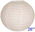 White Chinese/Japanese Paper Lantern/Lamp 20" Diameter - Just Artifacts Brand