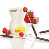 from Avon Home WHITE CERAMIC CHOCOLATE FONDUE SET from Avon - with 4 Fondue Forks and Tealight Candle
