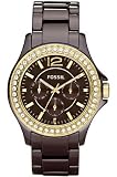 Fossil Ceramic Day & Date Analog Damen-Armbanduhr CE1044