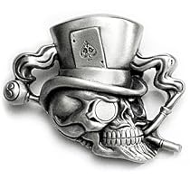 Crazy 8 Skull Belt Buckle Rogue Biker Ace of Spade